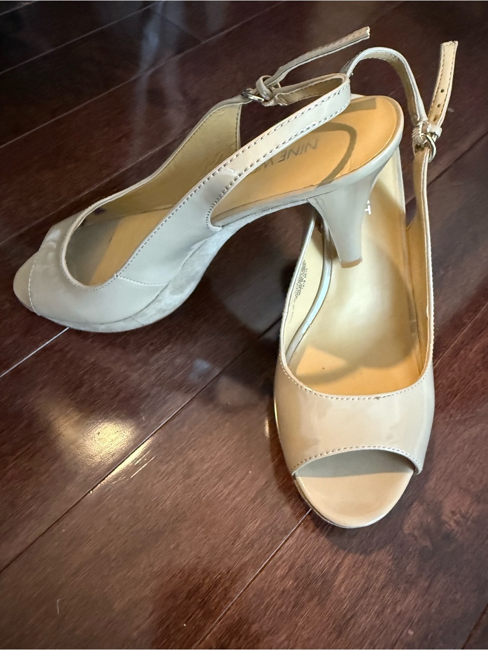 Nine West Women's Peep-Toe Mixed Media Slingback Heels